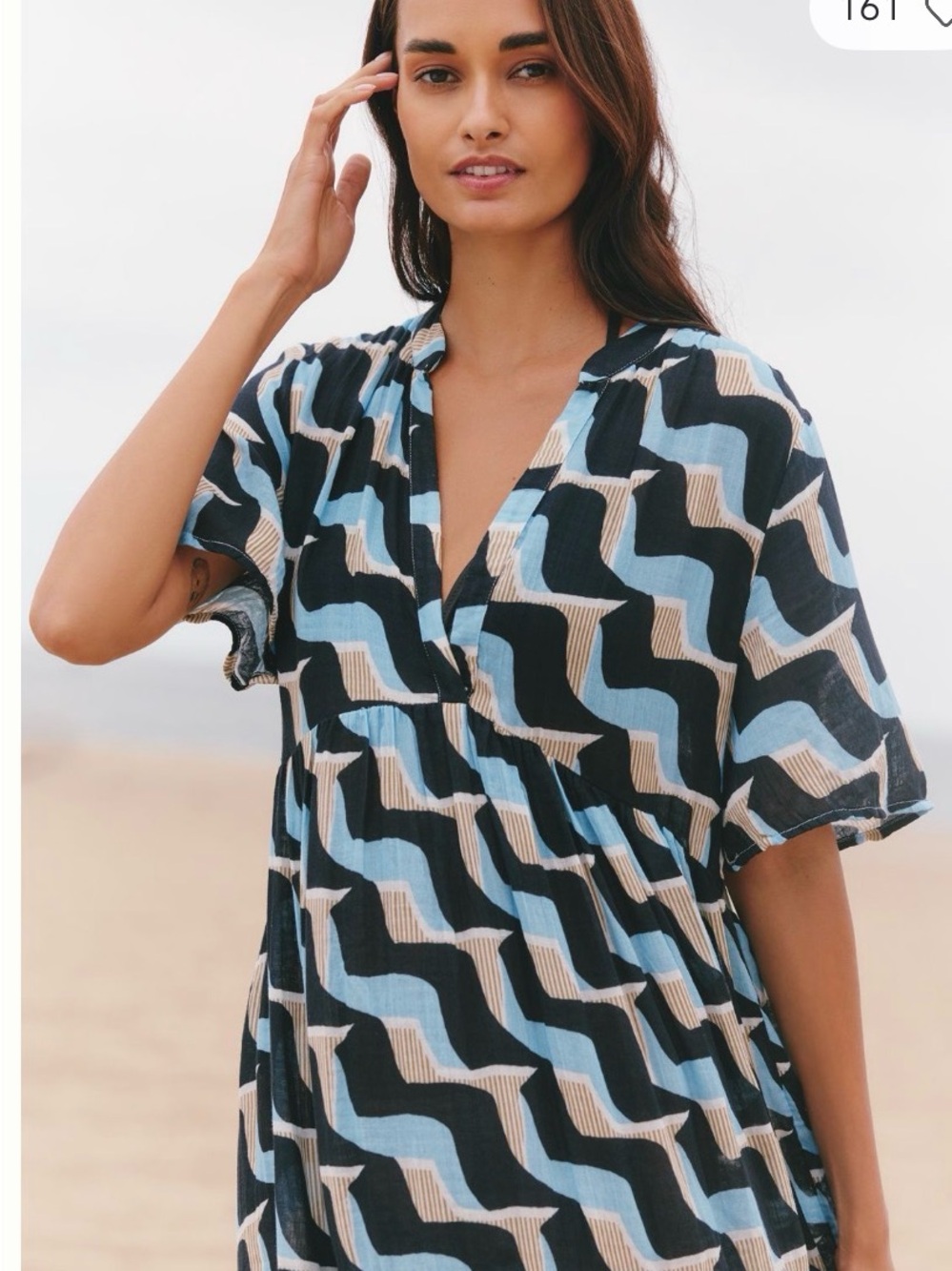 Anthropologie Wavy Stripe Dress in Blue, Black & White